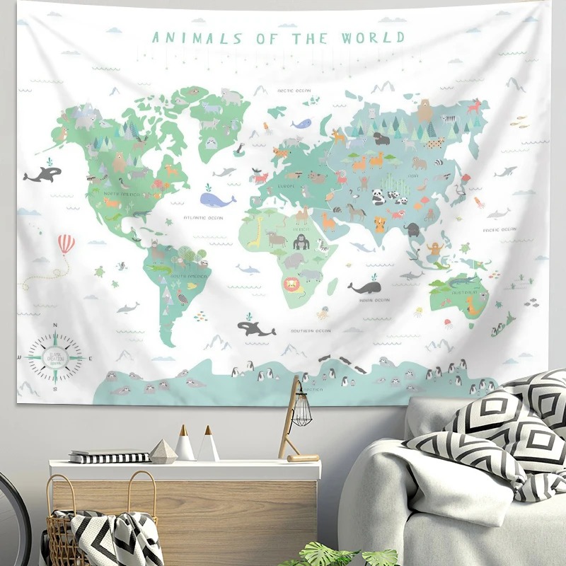 Tapeçaria de Mapa Mundial de A - Kids Education Background avaliação e preço
